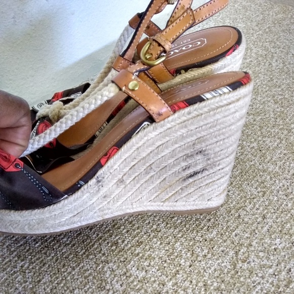 Coach Cloth Logo Wedge Sandals - Picture 3 of 6